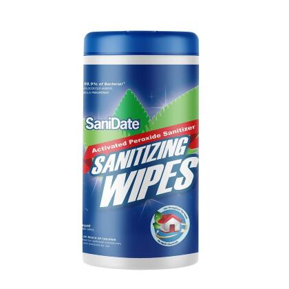Sanidate Sanitizing Wipe, 125 Wipes per Canister - Ready to use activated peroxide wipes kills 99.9% of bacteria on any surface Easily clean, sanitize and deodorize hard surfaces around the home and office. SaniDate Sanitizing EPA registered Wipes are ideal for children’s play and pet areas. Use them...