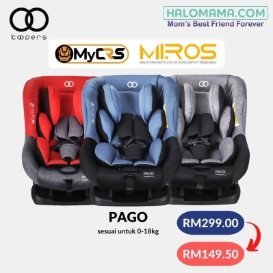 (RM149.50 MyCRS Subsidi) Koopers PAGO Car Seat0-18 Kg 