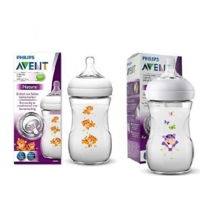 PHILIPS AVENT Natural Decoarted Bottle HIPPO/TIGER 1m+ 260ml 