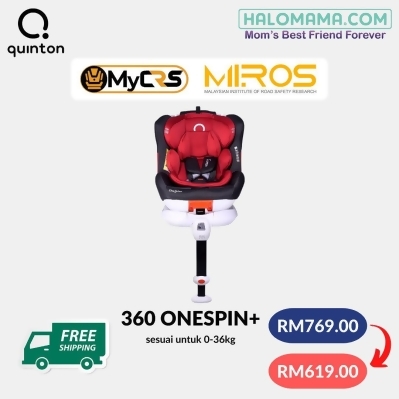 (RM619 MyCRS Subsidi) Quinton OneSpin+ 360 Safety CarSeat 0-36kg 