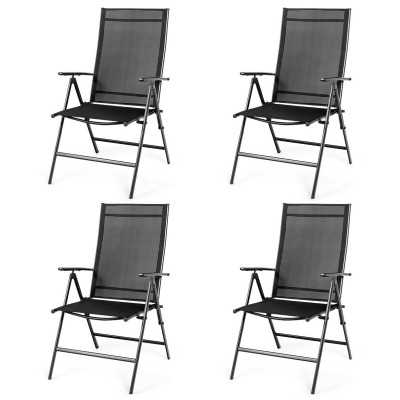 Costway 4PCS Patio Folding Dining Chair Recliner Adjustable Black 