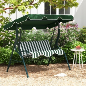 Costway 3 Seats Patio Canopy Swing Glider Hammock Cushioned Steel Frame Backyard Green