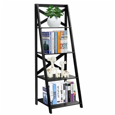 Costway 4-Tier Ladder Shelf Bookshelf Bookcase Storage Display Leaning Home Office Decor 