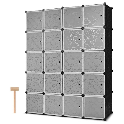 Costway DIY 20 Cube Portable Closet Storage Organizer Clothes Wardrobe Cabinet W/Doors 