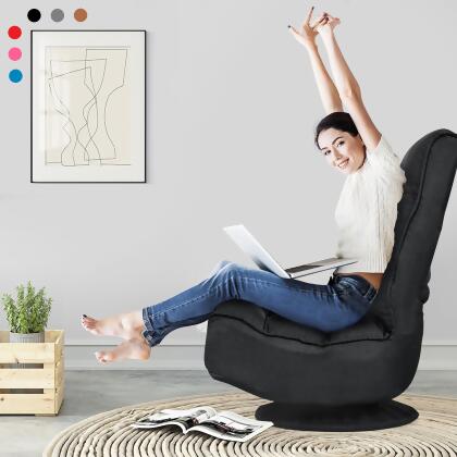 Costway Gaming Chair Fabric 5-Position Folding Lazy Sofa 360 Degree Swivel Grey\ Black\Coffee 