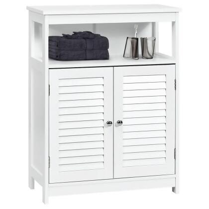 Costway Bathroom Wood Storage Cabinet w/ Double Shutter Door 