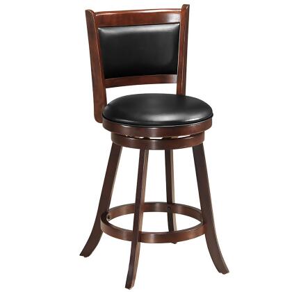 Costway 24'' Swivel Counter Height Stool Wooden Dining Chair Upholstered Seat Espresso 