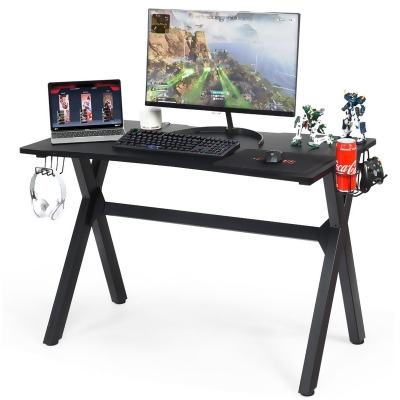 Costway Gaming Desk Computer Desk Table w/Cup Holder & Headphone Hook Gamer Workstation 