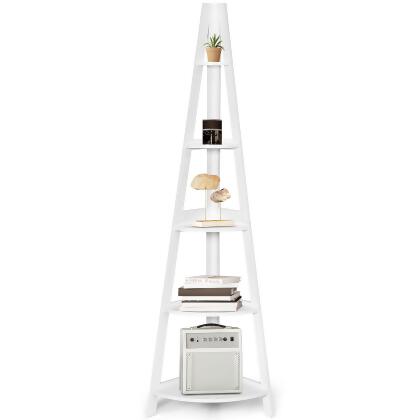 Costway 5 Tier Corner Ladder Shelf Floor Stand Shelves Bookshelf Display Bookcase 