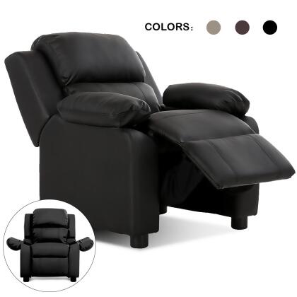 Deluxe Padded Kids Sofa Armchair Recliner Headrest Children w/ Storage Arm Black 