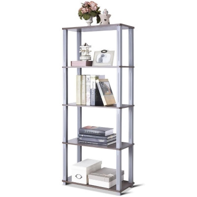 Costway 5-Tier Multi-Functional Storage Shelves Rack Display Bookcase Home Furni Walnut 