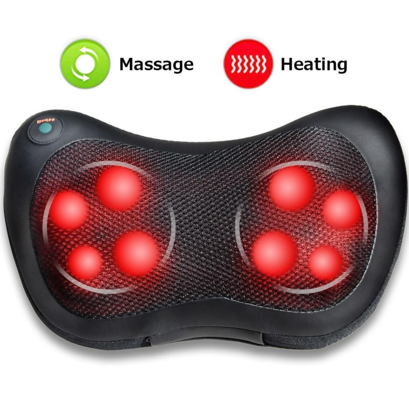 Snap-On Neck Massager with Heat Back Massage Pillow
