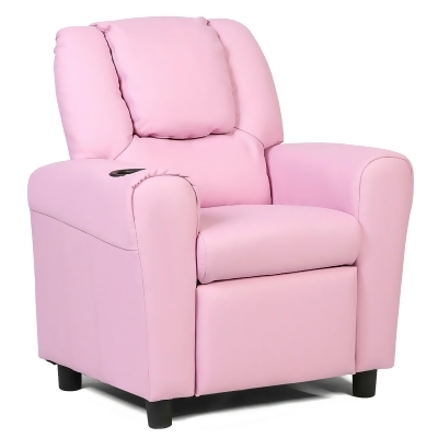 Costway Kids Recliner Armchair Children's Furniture Sofa Seat Couch Chair w/Cup Holder Pink 