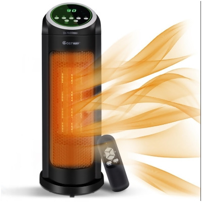 Costway Portable Oscillating PTC Ceramic Space Heater 1500W LED 12H Timer Remote Control 
