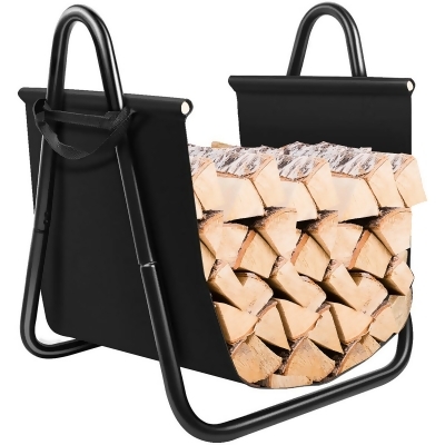 Costway Firewood Rack Log Holder W/ Canvas Tote Carrier for Fireplace Outdoor Backyard 