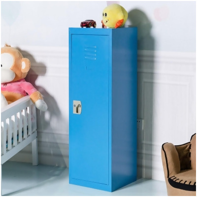 Costway 48'' Kid Locker Safe Storage Children Single Tier Metal Lockers Lock And Key Blue 