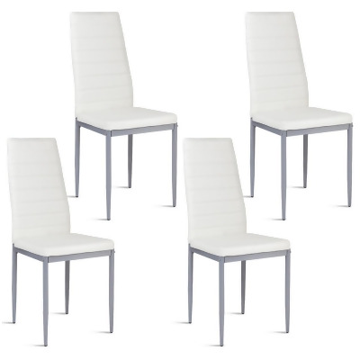 Costway Set of 4 PU Leather Dining Side Chairs Elegant Design Home Furniture White 