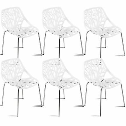 Costway Set Of 6 Birch Sapling Plastic Dining Side Chairs Stackable Accent Armless White 