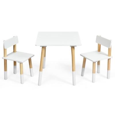 Costway Kids Wooden Table & 2 Chairs Set Children Activity Table Set 