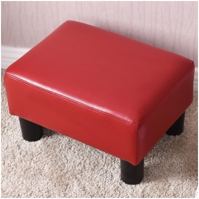 Costway Small Ottoman Footrest PU Leather Footstool Rectangular Seat Stool Red 