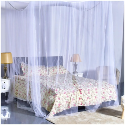 4 Corner Post Bed Canopy Mosquito Net Full Queen King Size Netting Bedding White 