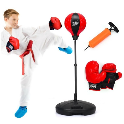Kids Punching Bag Toy Set Adjustable Stand Boxing Glove Speed Ball w/ Pump New 