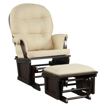 Costway Baby Nursery Relax Rocker Rocking Chair Glider &Ottoman Set w/Cushion Light Grey\ Beige\Dark Grey 