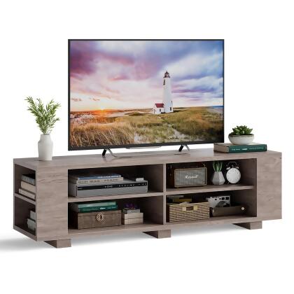 Costway 59'' Wood TV Stand Console Storage Entertainment Media Center w/ Adjustable Shelf 