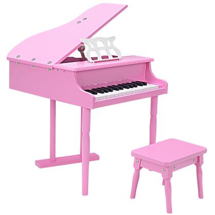 Costway Childs 30 key Toy Grand Baby Piano w/ Kids Bench Wood Pink New