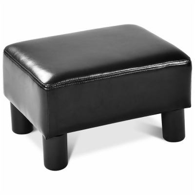 Costway Small Ottoman Footrest PU Leather Footstool Rectangular Seat Stool Black 