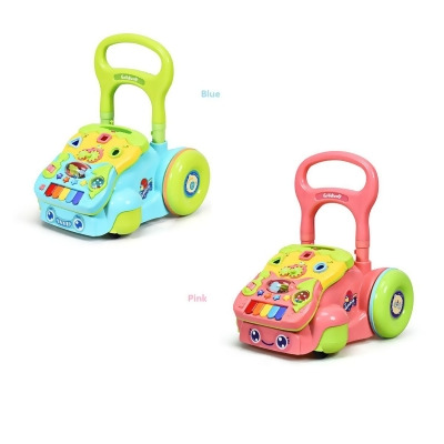 Costway Baby Sit-to-Stand Learning Walker Toddler Activity Musical Toy w/ LED Light PinkBlue 