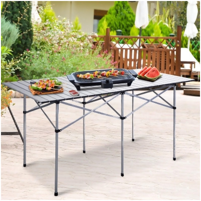 Costway Roll Up Portable Folding Camping Square Aluminum Picnic Table w/Bag (55'' ) 