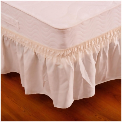 Costway Beige TwinFull Size Elastic Bed Wrap Ruffle Bed Skirt Around Bed 14'' Drop 