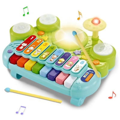 Costway 3 in 1 Musical Instruments Electronic Piano Xylophone Drum Set Learning Toys 