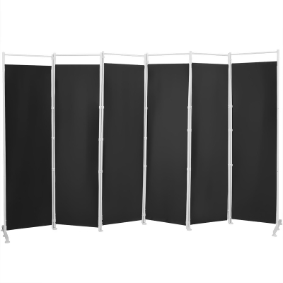 Costway 6-Panel Room Divider Folding Privacy Screen w/Steel Frame Decoration Brown\Black 