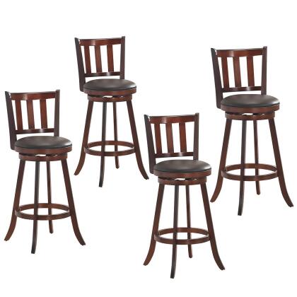 Costway Set of 4 29.5'' Swivel Bar stool Leather Padded Dining Kitchen Pub Bistro Chair