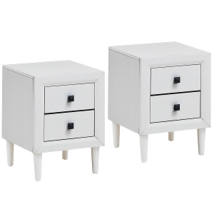 EAN 6530461005404 product image for Costway 2 PCs Nightstand End Table Wooden Leg With Storage Drawers White - All | upcitemdb.com