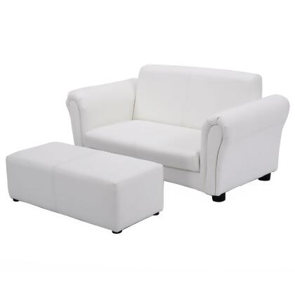 Costway White Kids Sofa Armrest Chair Couch Lounge Children Birthday Gift w/ Ottoman 
