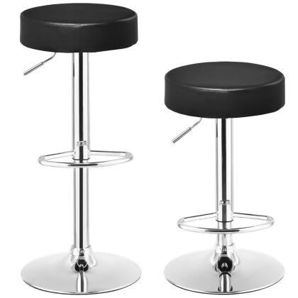 Costway Set of 2 Adjustable Round Leather Seat Hydraulic Swivel Bar Stool Black