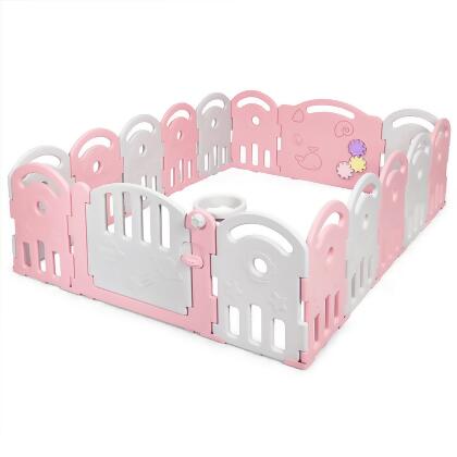 Costway 20-Panel Baby Playpen Kids Activity Center Home w/Music Box & Basketball Hoop 