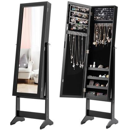 Costway Jewelry Mirrored Cabinet Armoire Organizer Storage Box w/ Stand Christmas Gift 