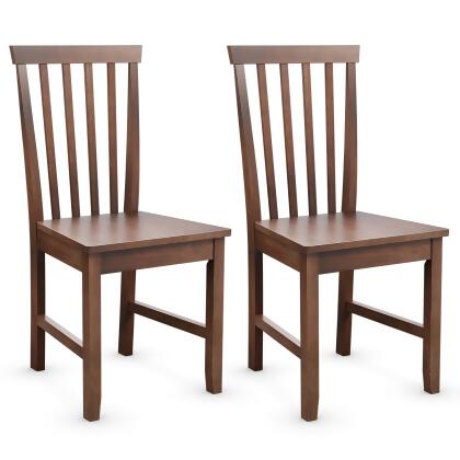Costway Set of 2 Dining Chair Brown Kitchen Spindle Back Side Chair with Solid Wooden Legs 