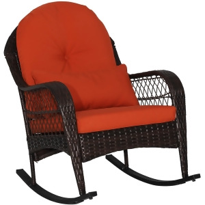 EAN 7335698548132 product image for Costway Outdoor Patio Rattan Wicker Rocking Chair Rocker Cushion Pillow Garden D | upcitemdb.com