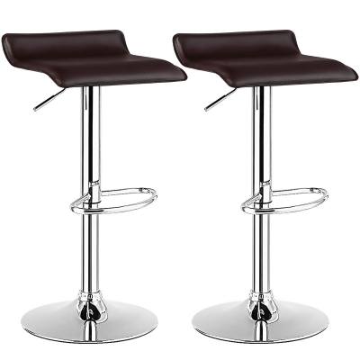 Costway Set of 2 Swivel Bar Stool PU Leather Adjustable Kitchen Counter Bar Chair Coffee Full Back 