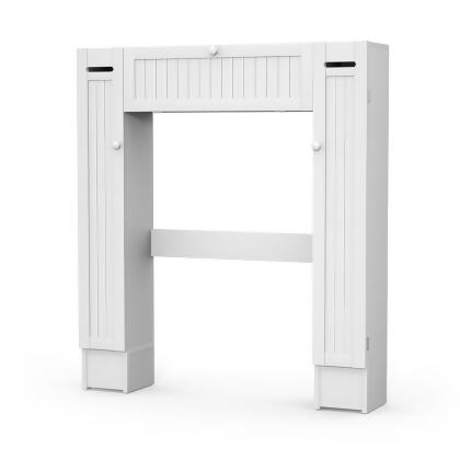 Costway Wooden Over The Toilet Storage Cabinet Drop Door Spacesaver Bathroom White 