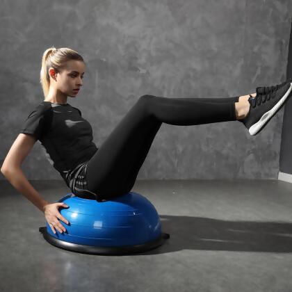 Costway 23'' Blue Yoga Ball Balance Trainer with Pump Home Exercise Training Fitness - Our Yoga Ball with Pump is a good choice if you want to strengthen your abdominals, core stability and endurance. It is made of high quality PVC and ABS with a non-slip surface for safe, and this unique device can be used with the dome side up to give...
