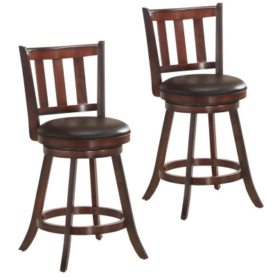 Costway Set of 2 25'' Swivel Bar stool Leather Padded Dining Kitchen Pub Bistro Chair High Back 