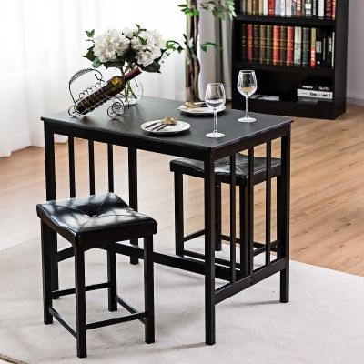 Costway 3 PCS Modern Counter Height Dining Set Table 32.5'' and 2 Chairs Kitchen Black 