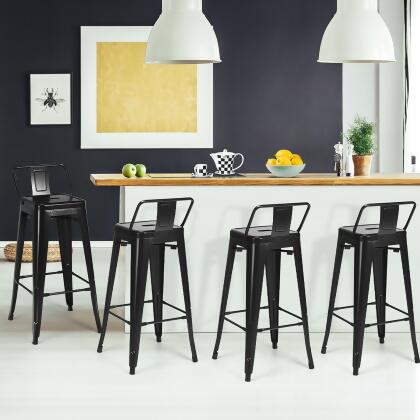 Costway Set of 4 Metal Bar Stools 30'' Bar Height Barstools Industrial W/ Low Back Gun Black Steel 