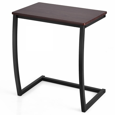 Costway Sofa Side End Table C-shaped Coffee Tray Laptop Snack Stand with Steel Frame 
